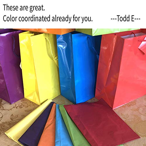 Adorox 12 Assorted (13" h x 10" w x 4 1/2" d) Bright Neon Colored Party Present Paper Gift Bags Birthday Wedding All Occasion