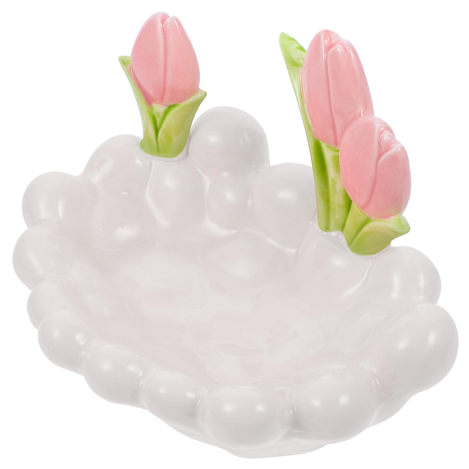 Keramik Schlüsselablage Tulpenform Weiß für Zuhause