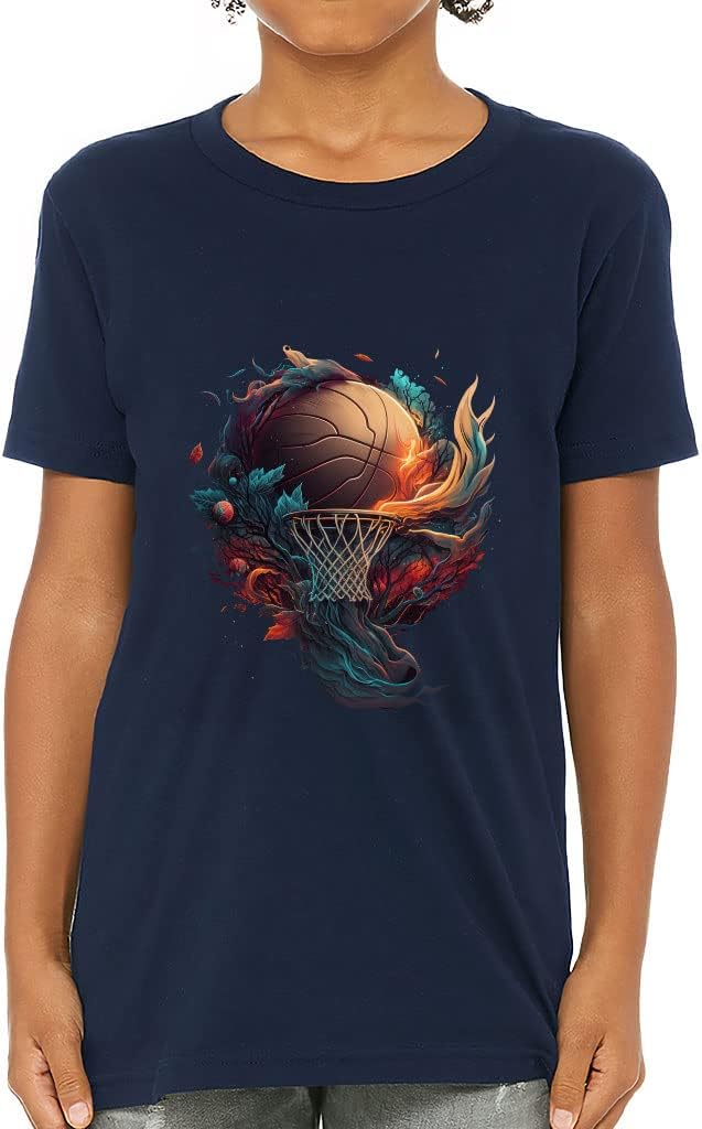 Basketball Themed Kids' T-Shirt - Basketball Hoop T-Shirt - Abstract Art Tee Shirt for Kids