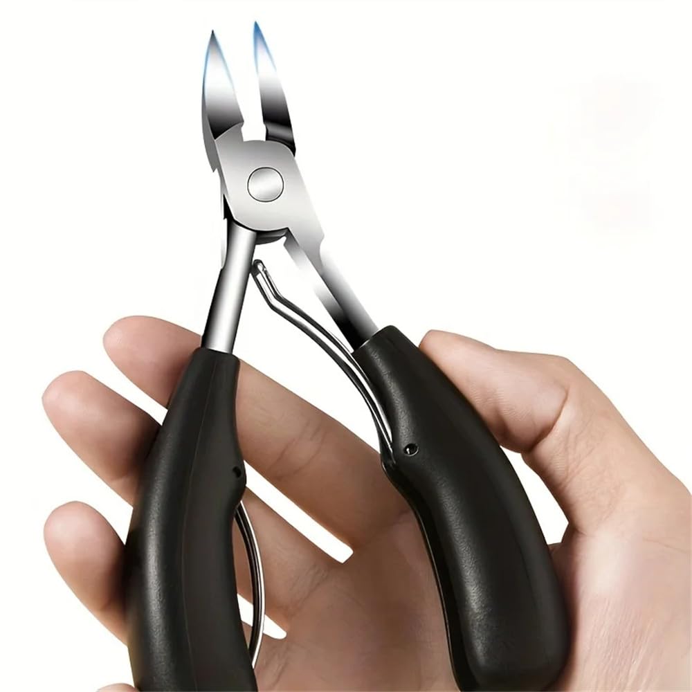 Professioneller konkaver Nagelknipser aus Edelstahl für dicke Nägel und eingewachsene Zehennägel. Scharfe, gebogene Klinge für einfaches Trimmen. D80, rot, 1 Stück