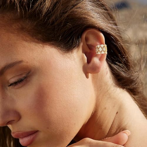 OSIANA Baroque Lace Ear Cuff for Women, 14K Gold Plated Clip On Non Piercing Wrap Earring with Cubic Zirconia Sparkling Cartilage Huggie2