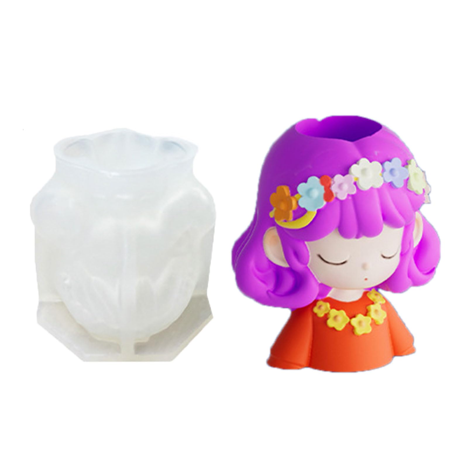 NVOQILIN Silicone Long Hair Girl Planter Designs for Art and Plasters Craft Home Decoration Project Silicone