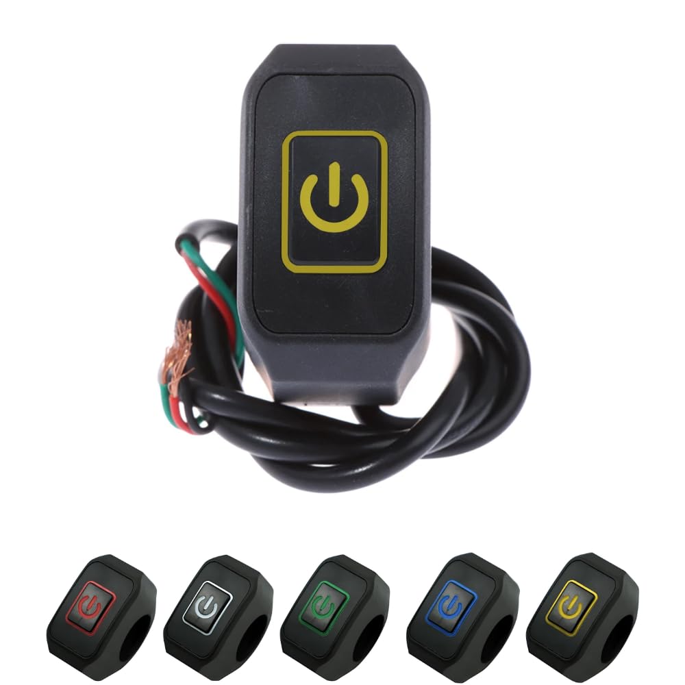 Autozap Motorcycle Push Button Handlebar Fog Light Control Switch On Off DC 12V and Waterproof for universal Bikes (Yellow)-image-14