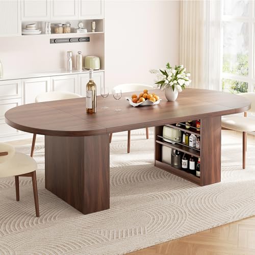 Jocoevol Table à Manger Ovale 180×80 cm - Table avec Rangements Intégrés, Grande Table de Cuisine Solide pour 6 à 8 Personnes, Capacité 180 kg, Style...