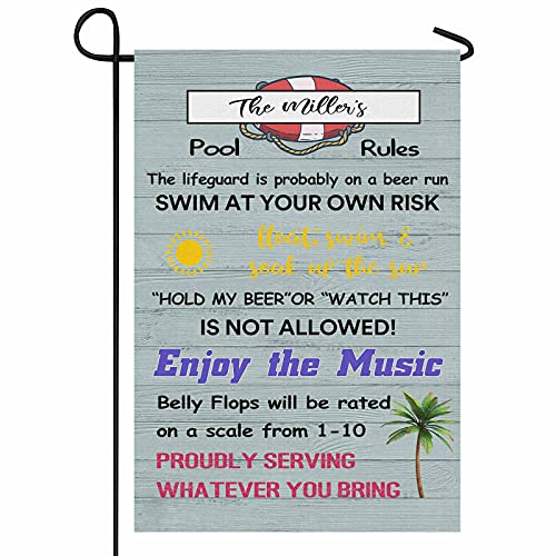 YesCustom Personalized Pool Garden Flag 12.5  X 18  Pool Rules Swimming Ring Custom Yard House Welcome Flag