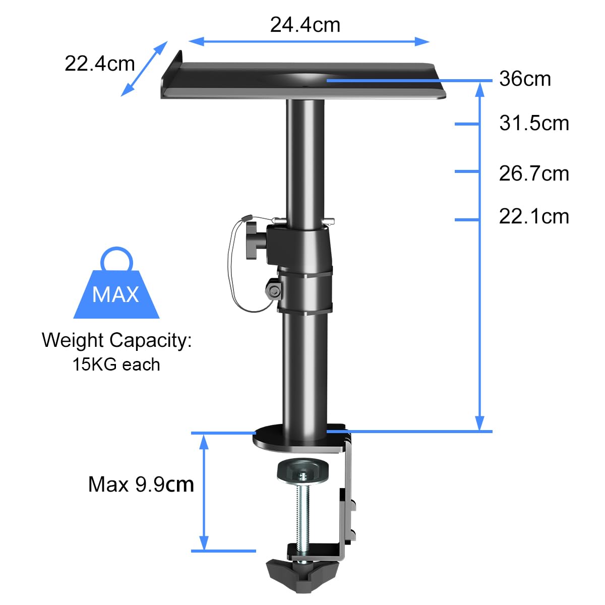 suptek SDM001B - Supporto da parete universale soundbar per altoparlante da computer e scaffale, orientabile, inclinabile, confezione da 2, max. 15 kg, colore: Nero