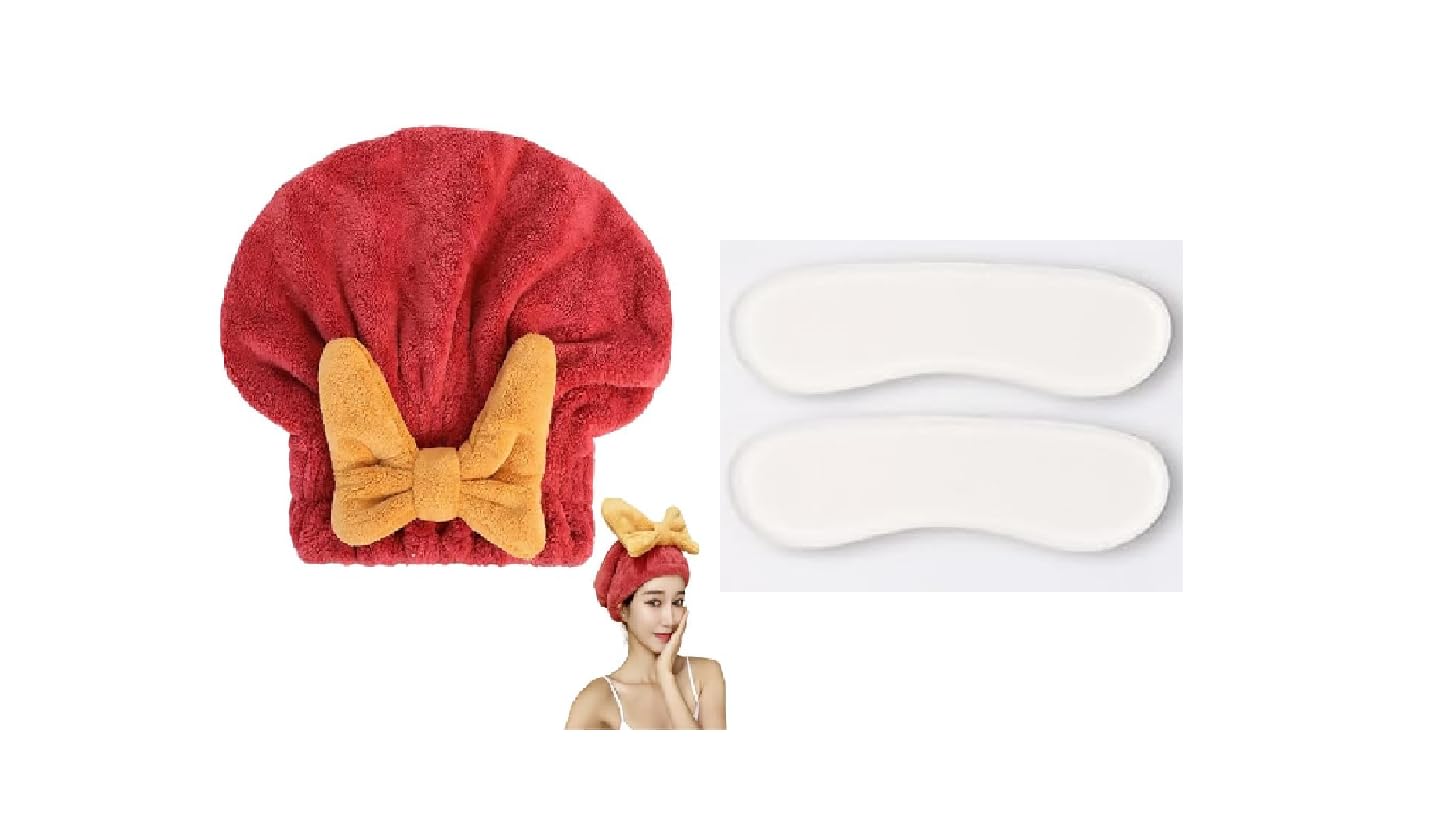 M.F.H 1 Pc's Hair Towel Wrap for Wet Hair,Super Absorbent Fast Drying Microfiber Hair Drying Towel Cap and Heel Protector Transparent Gel Patch Relieves Heel Protects Back of Heel (Pack of 2) Combo-image-44