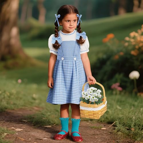 Disfraz azul a cuadros para niñas miniatura 6
