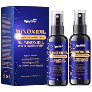 5% Minoxidil Hair Growth for Men and Women: 2-Pack Extra Strength Minoxidil Hair Loss Treatment Serum with Rosemary for Faster Stronger Thicker Hair Growth – 60ML Each