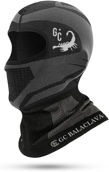 GCBalaclava - Casco de pasamontañas para motocicleta, máscara facial completa, deportes de invierno, tecnología GC para exteriores, gris, negro,