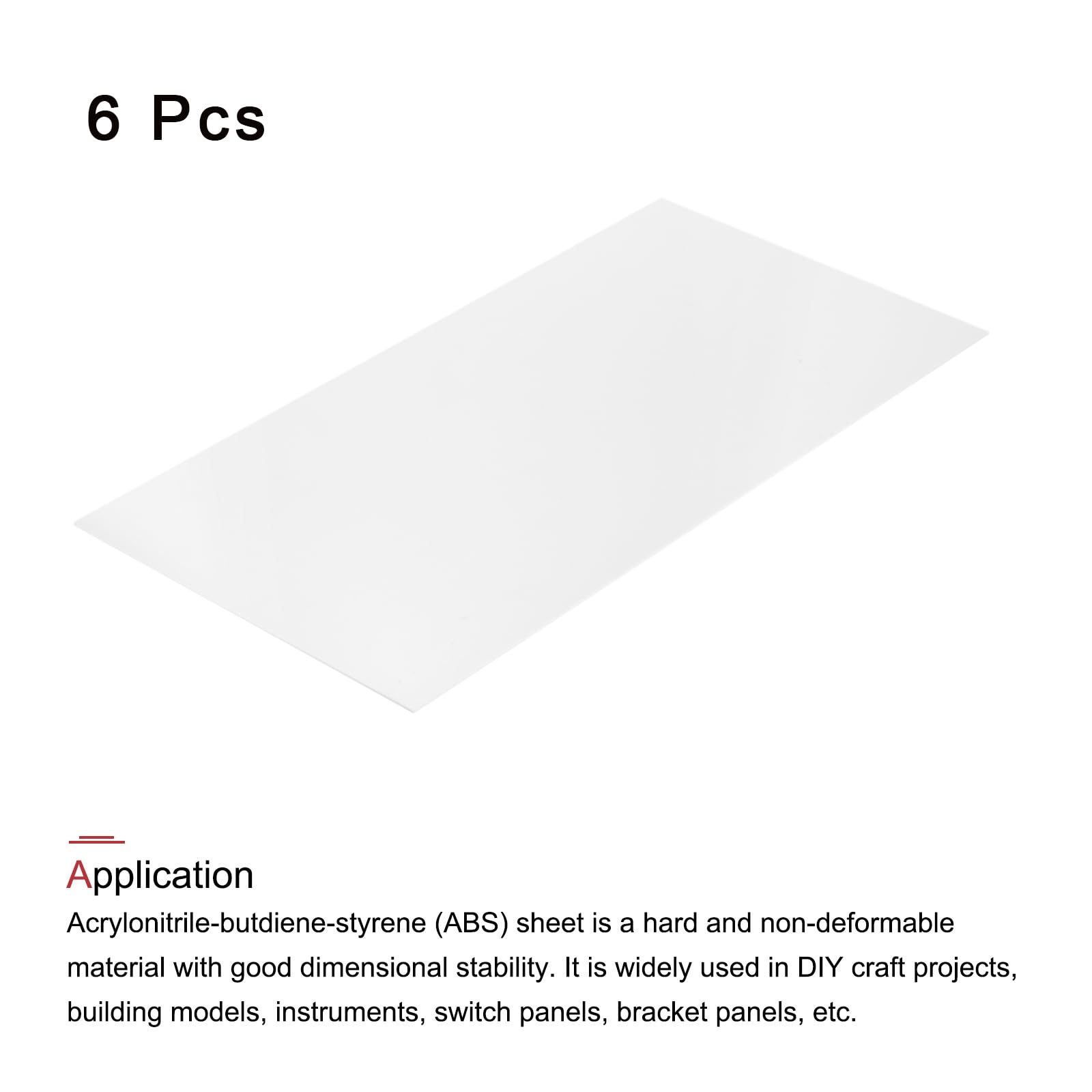 MECCANIXITY Foglio di plastica ABS, 61 x 30 x 0,1 cm, fogli di stirene ABS, per modelli di edifici, pannelli fai da te, bianco, 6 pezzi