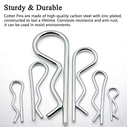 24Pcs Cotter Pins, Zinc Plated Steel Spring Fastener Assortment Kit, Heavy Duty Cotter Hairpin For Hitch Pin Lock System, Multiple Sizes M1.2 - M3 #TOP2