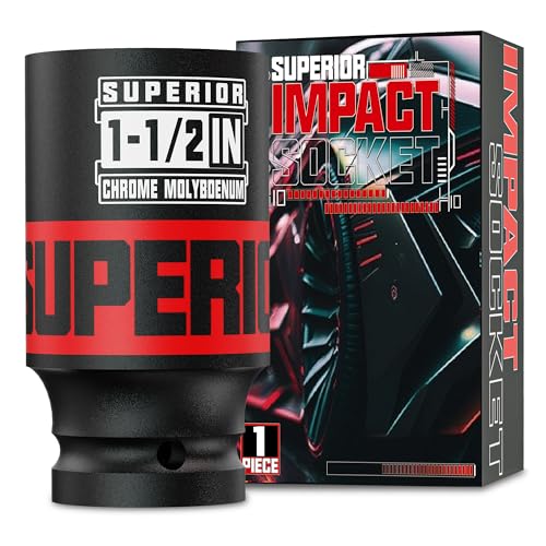 Image of 1 /2 inch Drive Impact Socket, 1-1 /2 Inch Deep Socket, SAE, 6 Point, CR-MO, for Automotive Maintaince Truck Tires Jumbo Fasteners