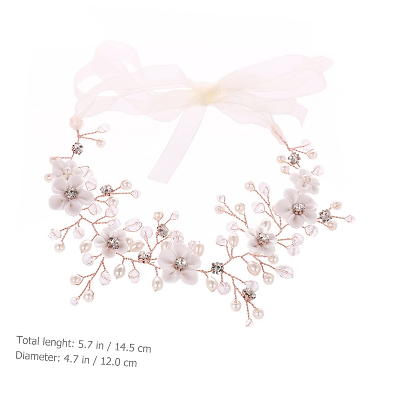 Didiseaon 4 Piezas Diadema De Nupcial Tocado De Novia Accesorios Para El Cabello De Flores Cintas Para El Cabello Para Niñas Cabello Vid Floral Las Flores Pedrería Arcilla Polimérica