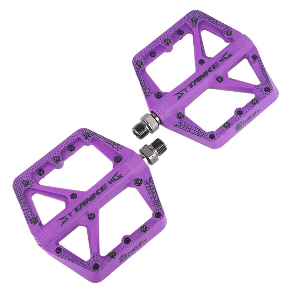 JIASHUNHE Bike Pedals MTB Bike Nylon Pedal Widen Non-slip Bearing Bicycle Mountain Off-road Cycling Accessories Universal(Purple)