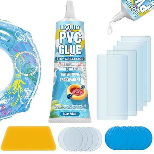 Vigorder Air Mattress Patch Kit, Heavy Duty Pool Patch Repair Kit, Waterproof & High Strength Vinyl PVC Glue for Inflatable Toys, Hot Tub, PVC Boat, Tent, Bounce House (60 ML)