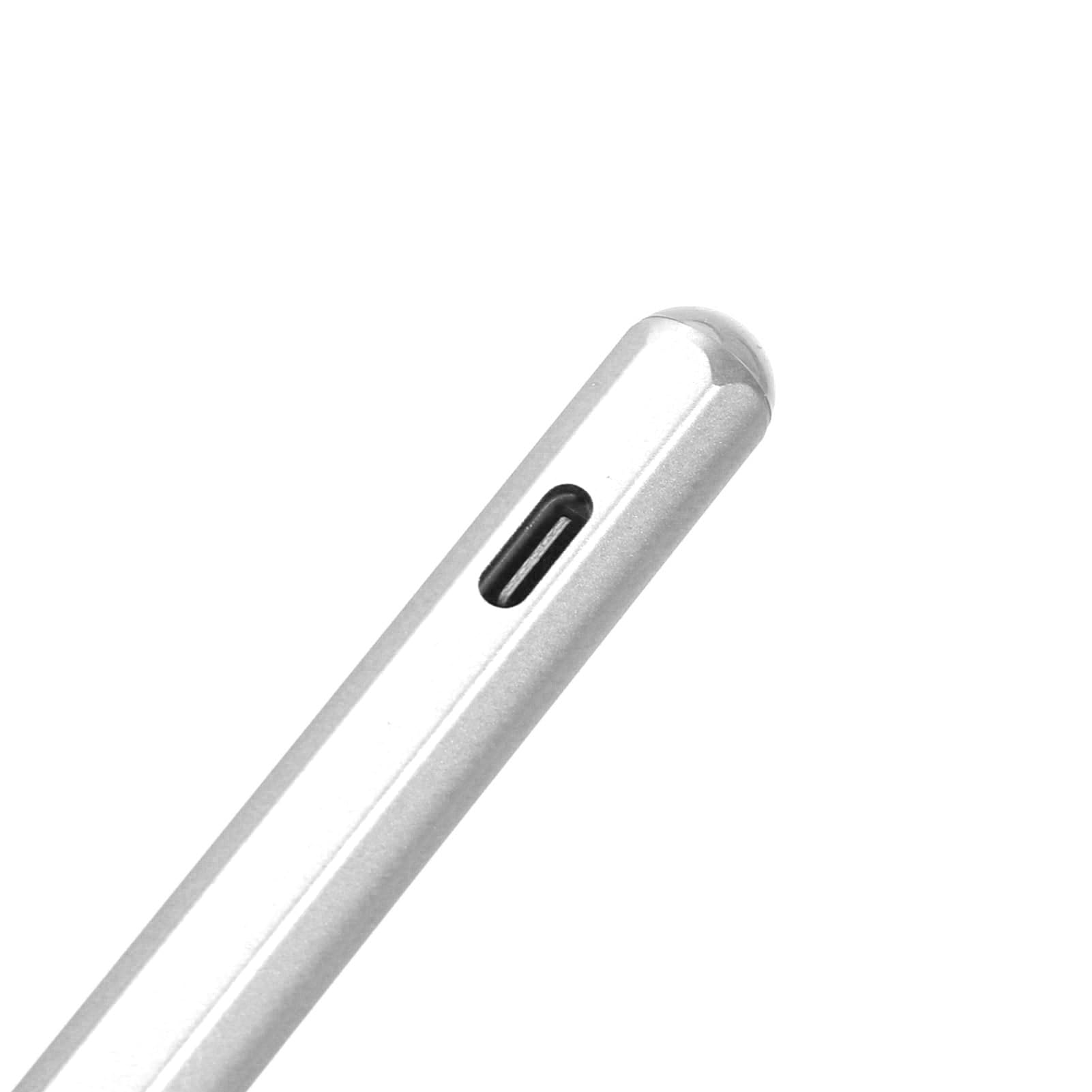 Lápiz óptico para Portátil Recargable con Sensibilidad a la Presión 4096 para Artistas y Diseñadores Aleación de Aluminio 3 Puntas de Repuesto (Plata)