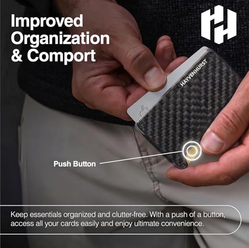 Image of Hayvenhurst Wallet for Men - Slim RFID Blocking Metal Wallet with Money Clip, Minimalist Front Pocket Credit Card Holder, Small Mens Wallet
