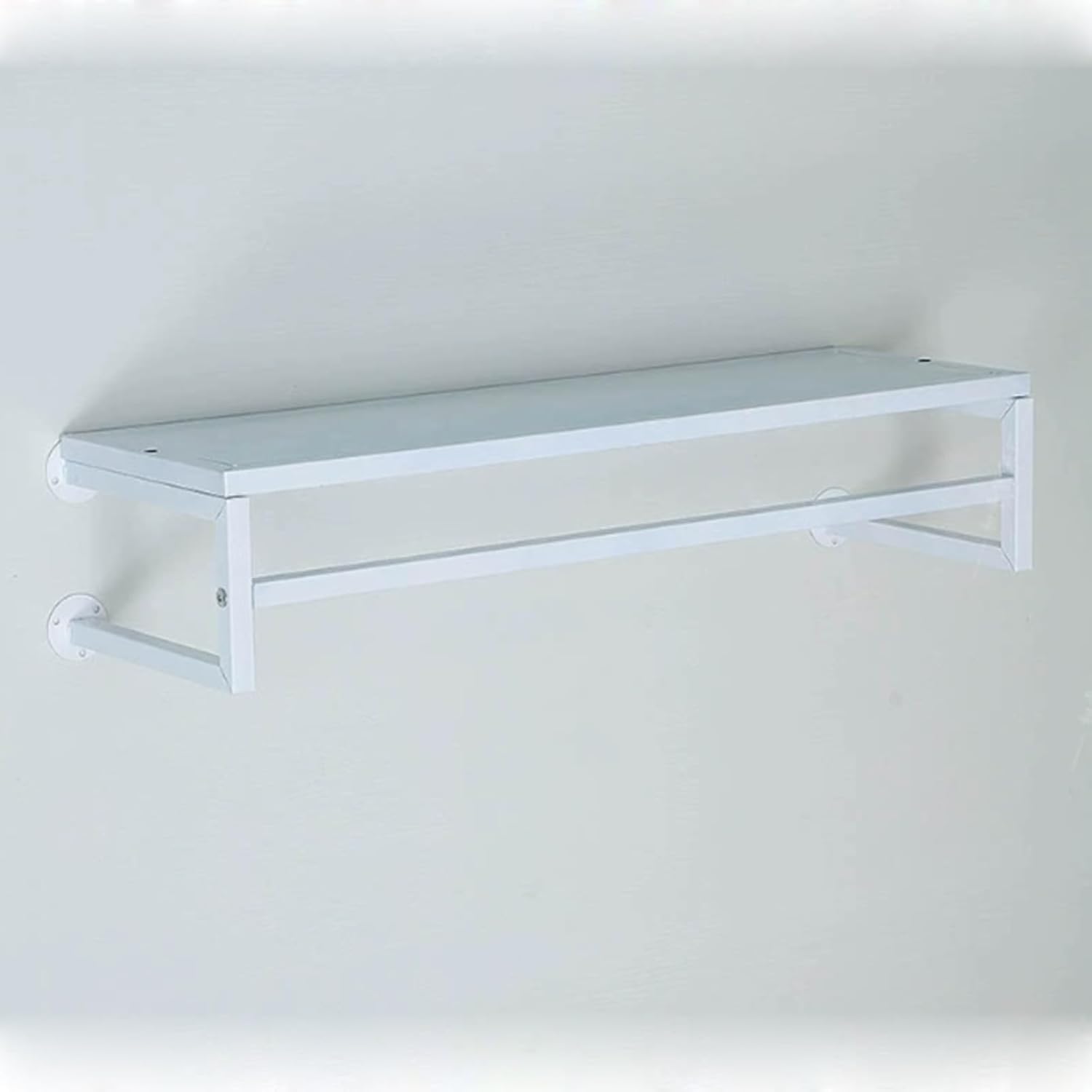 壁掛け洋服ラック - 80cm 衣類ディスプレイラック アイアンフローティングシェルフ＆ハンギングロッド付き - 多機能コートラック