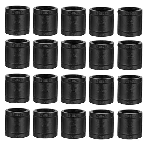Home TZH 1" Black Pipe Coupling, 20 Pack 1" Black Malleable Iron Cast Pipe Fitting Coupling for Steam-punk Vintage Shelf Bracket DIY Plumbing Pipe Decor Furniture (20, Black Painted 1")