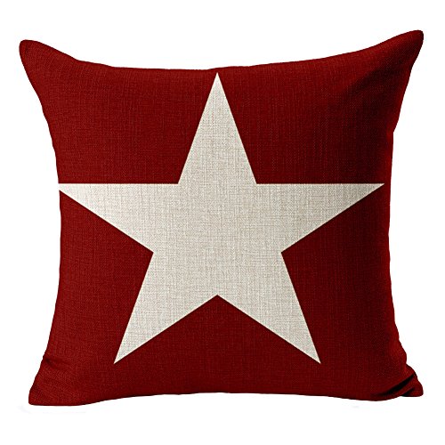 Image of EachWell Stars and Elk Thick Cotton Linen Sofa Throw Pillowcase Decorative Couch Car Pillow Cases 18" * 18" Dark Red
