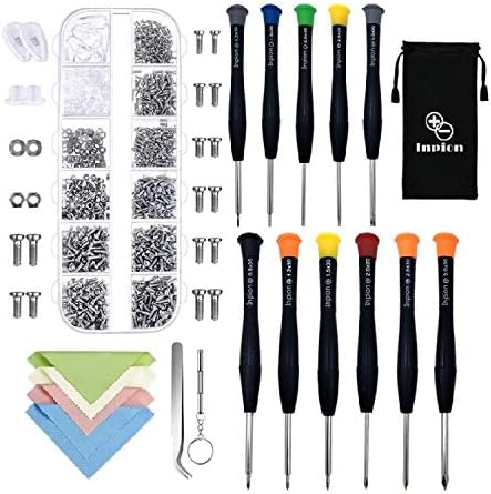 1118 Pieces Eyeglass Repair Kit Inclund 1100 Pcs Small Screws and Nose Pads Set,11 Pcs Screwdrivers, Glasses Cloth for Sunglasses and Watch Repair