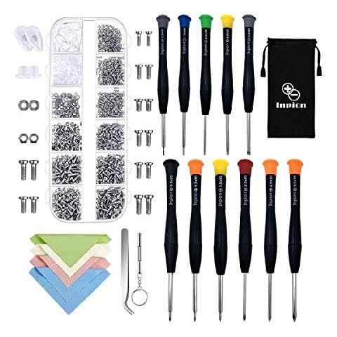 1118 Pieces Eyeglass Repair Kit Inclund 1100 Pcs Small Screws and Nose Pads Set,11 Pcs Screwdrivers, Glasses Cloth for Sunglasses and Watch Repair Cover