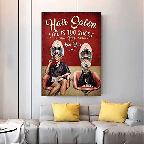 Cardigirl Retro Metal Tin Sign 12x16 Inches Hairdresser Poster - Vintage Rustic Style - Perfect for Home Decoration, Bar, Cafe, Hotel