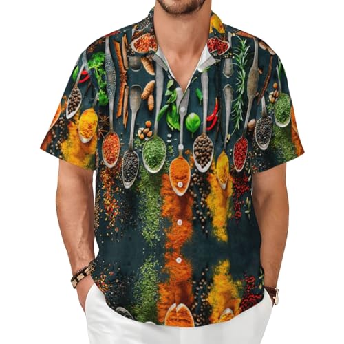 Chemise hawaïenne pour homme style décontracté chic pour les vacances imprimé épices