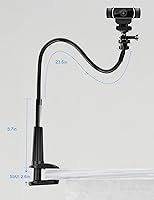 Vista 2 de Soporte para cámara web de 32 pulgadas, base gruesa mejorada, cuello de cisne flexible, abrazadera de montaje para cámara web Logitech C930e C930