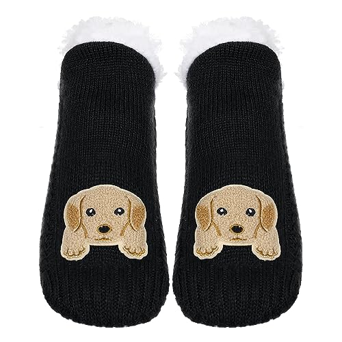 Image of ZYZX Cute Dog Slipper Socks for Women with Grips,Fuzzy Socks Indoor