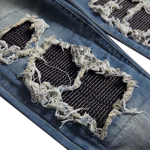 Men's Jean Ripped Slim Fit Straight Leg Denim Pants Stretch Skinny Distressed Comfort Fashion Biker Denim Pants Jeans3