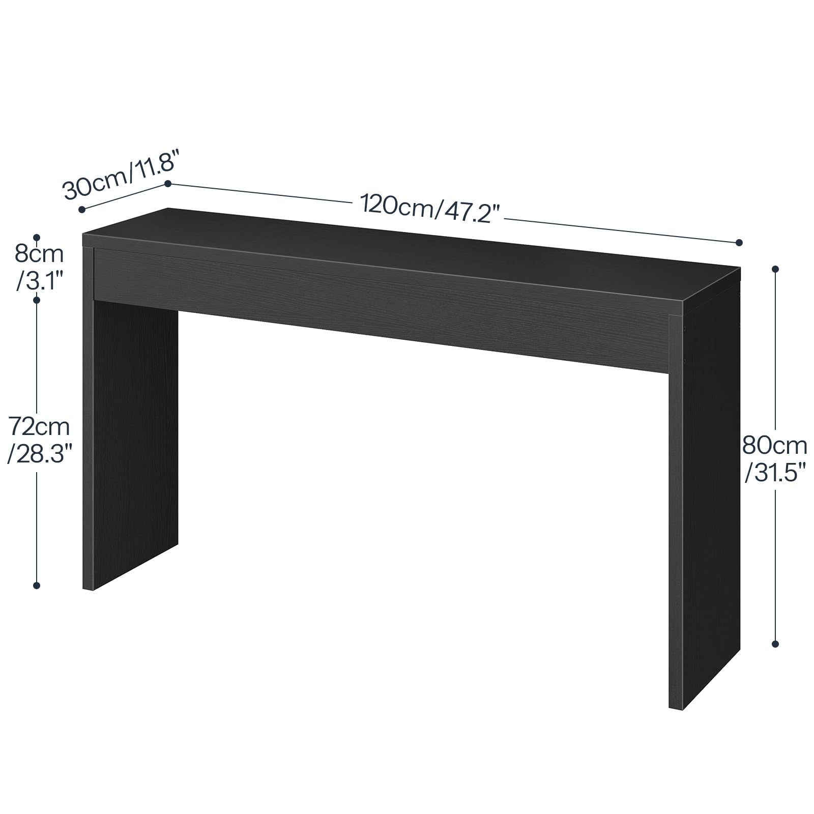 HOOBRO 120 cm Konsolentisch, Beistelltisch, schmaler Eingangstisch, Sofatisch, offener Stauraum, Schlichter Stil, für Eingang, Diele, Wohnzimmer, Schlafzimmer, Esszimmer, Flur, Schwarz EBK123XG01