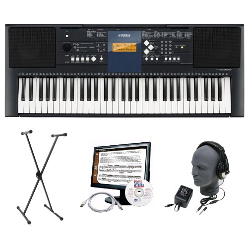 Image of Yamaha PSR-E333 Premium Keyboard Package with Headphones, Stand, Power Supply, 6-Feet USB Cable and eMedia Instructional Software