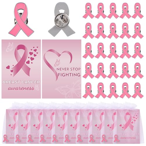 Broches de octubre rosa con cierre seguro para decorar ropa sin perderlos 2