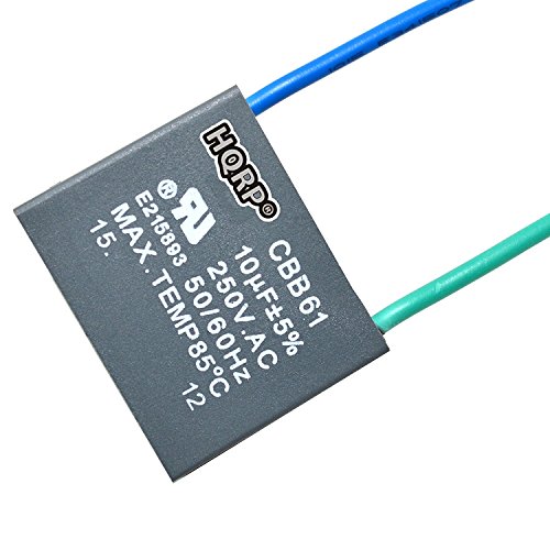 Image of HQRP Capacitor compatible with Hampton Bay Ceiling Fan 10uf 2-Wire CBB61 UL Listed plus HQRP Coaster