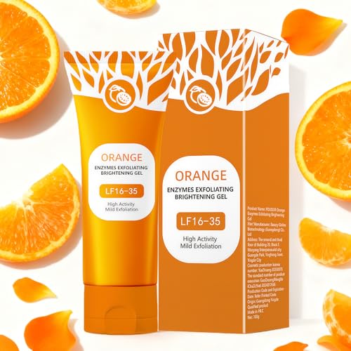 Orange Enzymes Exfoliating Brightening & Whitening Gel - Gentle Formula Natural Orange Peel/Peeling Gel for Smooth, Radiant Skin (Suitable for All Skin Types)