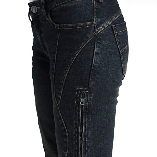 MAXLER JEAN Biker Jeans for women - Slim Straight Fit Motorcycle Riding Pants, 607 Blue (Size 32)
