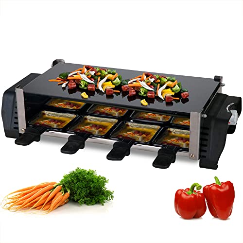 Syntrox Germany Raclette mit Glas-Keramik Grillplatte Design Glas für 8 Personen Grill RAC-1200W-Aarau