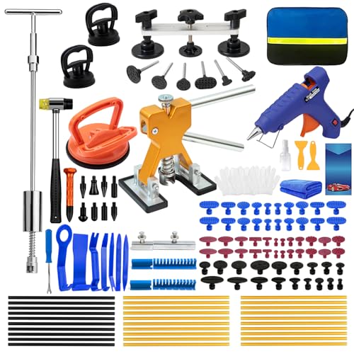 Image of 139PCS Paintless Dent Repair Kit, Professional Dent Puller Kit with Slide Hammer, Golden Lifter, Bridge Puller and PDR Tools, Car Dent Repair Kit for Hail Damage, Door Dings and Metal Dents