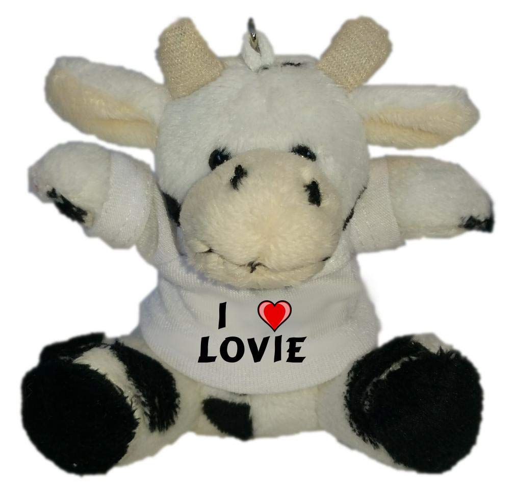 Shopzeus Plush Cow Keychain with I Love Lovie (first name/surname/nickname)
