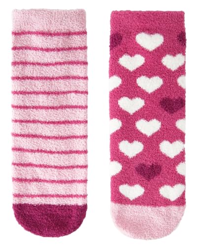 MeMoi Girl's Kitty Cats Fuzzy Mid-Cut Socks 2-Pack2