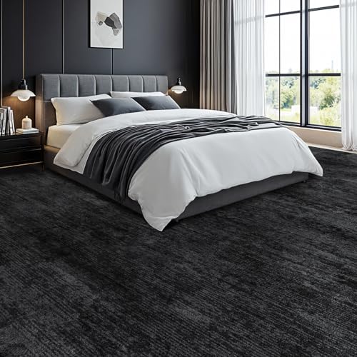 Washable Rug 10x12 Area Rugs for Living Room - Stain Resistant Non-Slip Backing Boho Rug for Bedroom,Durable & Ultra-Thin Vintage Large Area Rug(10x12,Black)