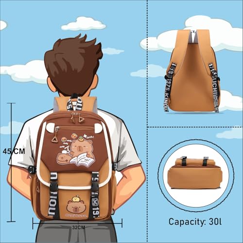 Image of Tinytot 30 Litre, Japanese Korean Style Capybara Niche College Students Light weight School bag Women's Travel Backpack