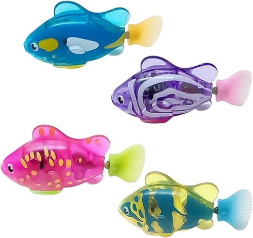 Lopxenu Lot de 4 poissons électroniques pour animaux de compagnie - Robot de natation - Jouet électrique pour chat - Jouet interactif pour animal de compagnie - Jouet de bain pour bébé