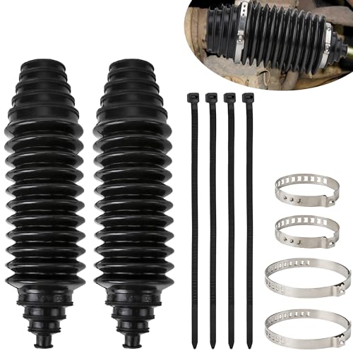 Steering Rack Boot Kit Universal Steering Rack and Pinion Tie Rod Boots Dustproof Silicone Inner Tie Rod Boot Set with Rack and Pinion Bellow Cable Ties and Clamps (Black)