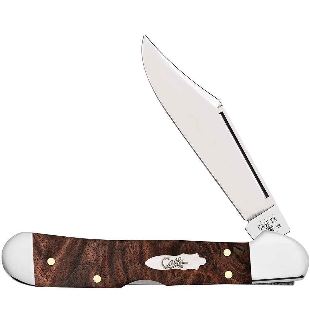 XX WR POCKET KNIFE MINI COPPERLOCK - BROWN MAPLE BURL WOOD, ITEM 64067, LENGTH CLOSED 3 5/8 INCH (71749L SS)