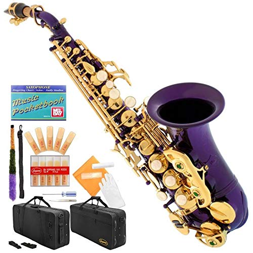 Amazon.com: Lazarro Purple-Gold Keys Bb B-Flat Curved Soprano