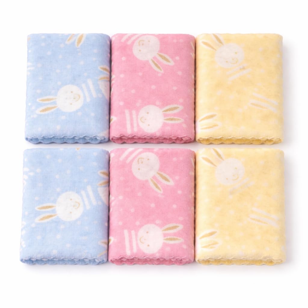 Soft Cotton Baby Bunny Print Handkerchief | Baby Face Towel/Hanky for Kids | Gentle & Absorbent | Multicolor Pack of 6 (2... - Review, Price and Buying Guide