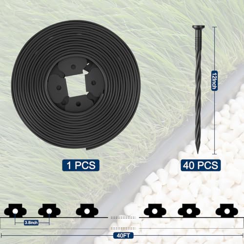 Landscape Edging Border Kit Includes 40 ft of Lawn Edging and 40 Spikes - image 2
